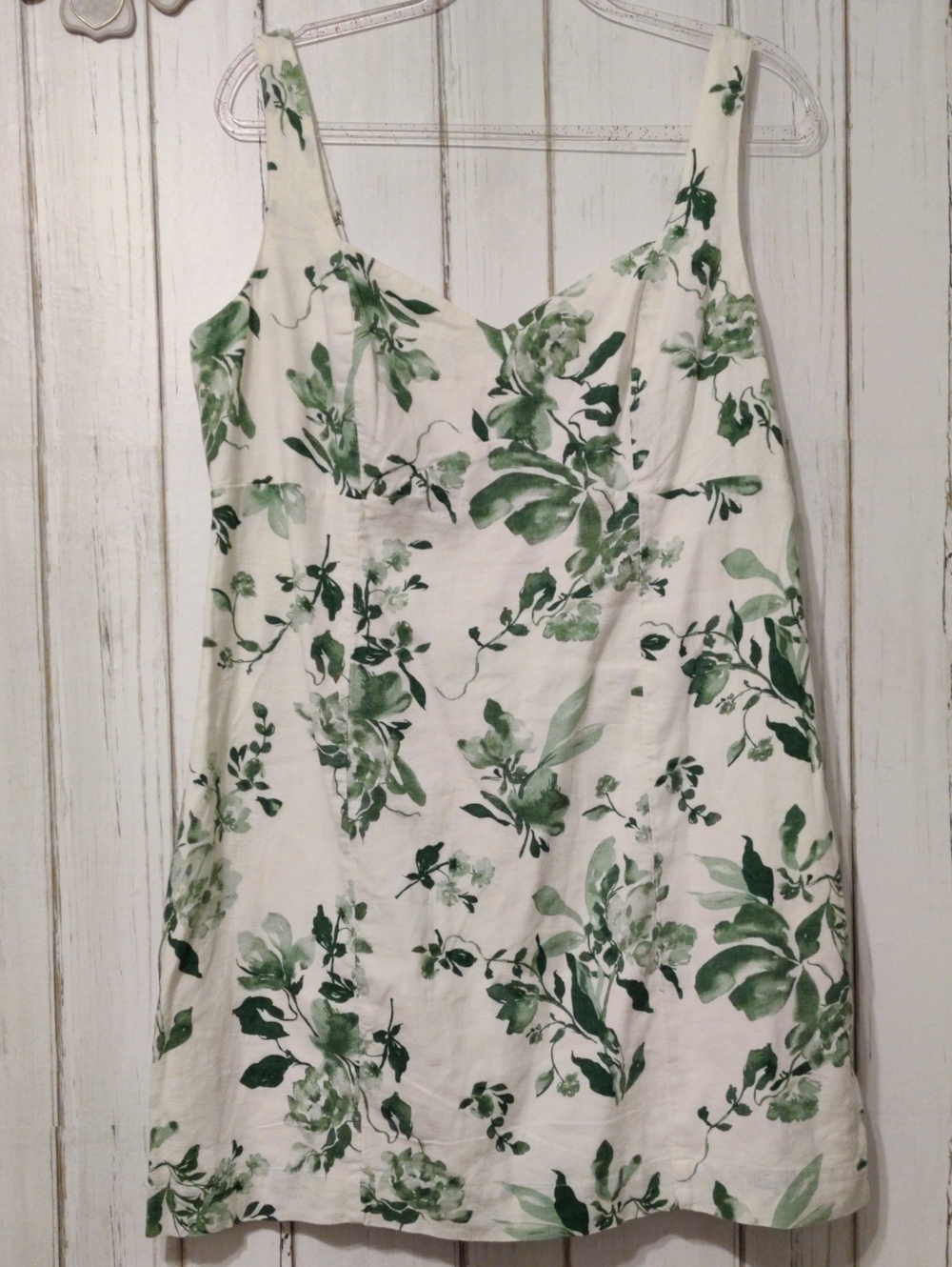 Abercrombie & Fitch White Mini Dress with Green Floral Print